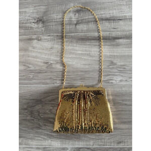 Vintage Whiting & Davis Gold Metal Mesh Purse with a Chain Strap Kiss-lock Clasp